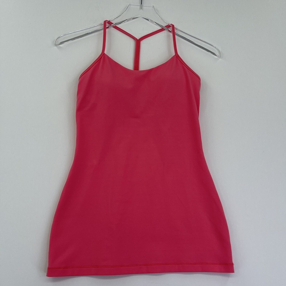 Lululemon Power Y Tank Top Racerback Pink Size 4 Built-In-Bra Yoga